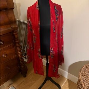 Very Unique!A Piece of wearable art!Vibrant red (raw silk)Women's jacket